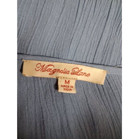 Magnolia Lane Shirt Ladies Medium Blue Bohemian - Picture 4 of 6